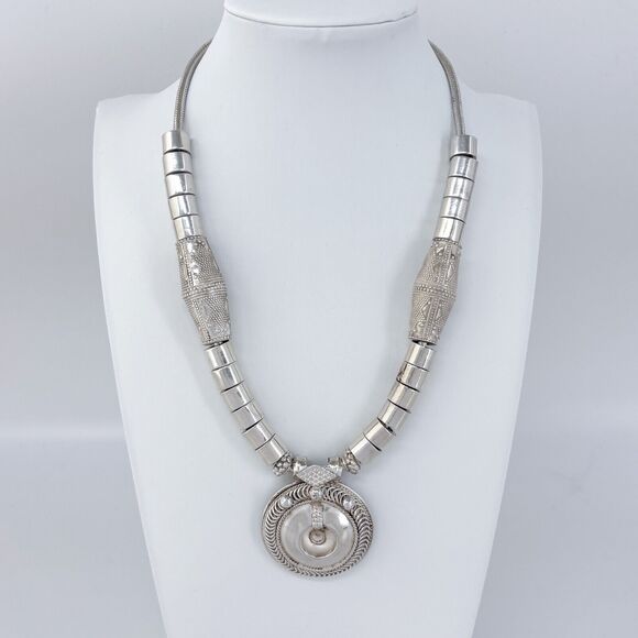 Vintage Sterling Silver 925 110.9 Gram Statement Necklace Intricate Design 17" - Picture 1 of 8